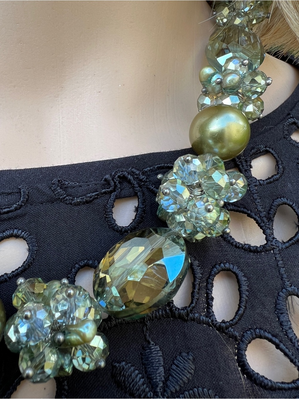 Statement Green Crystal Cluster Necklace